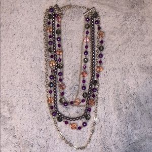 Elegant pink and silver layered necklace